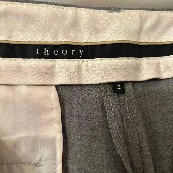 Size 2 Gray THEORY Wool Trouser Pants with Pleats, Used, See Photos - Picture 4 of 11